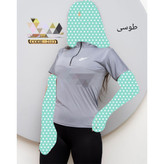 2113 بلوز نیم زیپ نیمزیپ آستین کوتاه فلامنت عالی بیگ سایز بزرگ فری سایز 44 تا 48 تن شیک