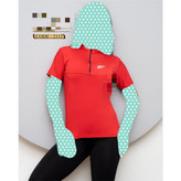 2113 بلوز نیم زیپ نیمزیپ آستین کوتاه فلامنت عالی بیگ سایز بزرگ فری سایز 44 تا 48 تن شیک