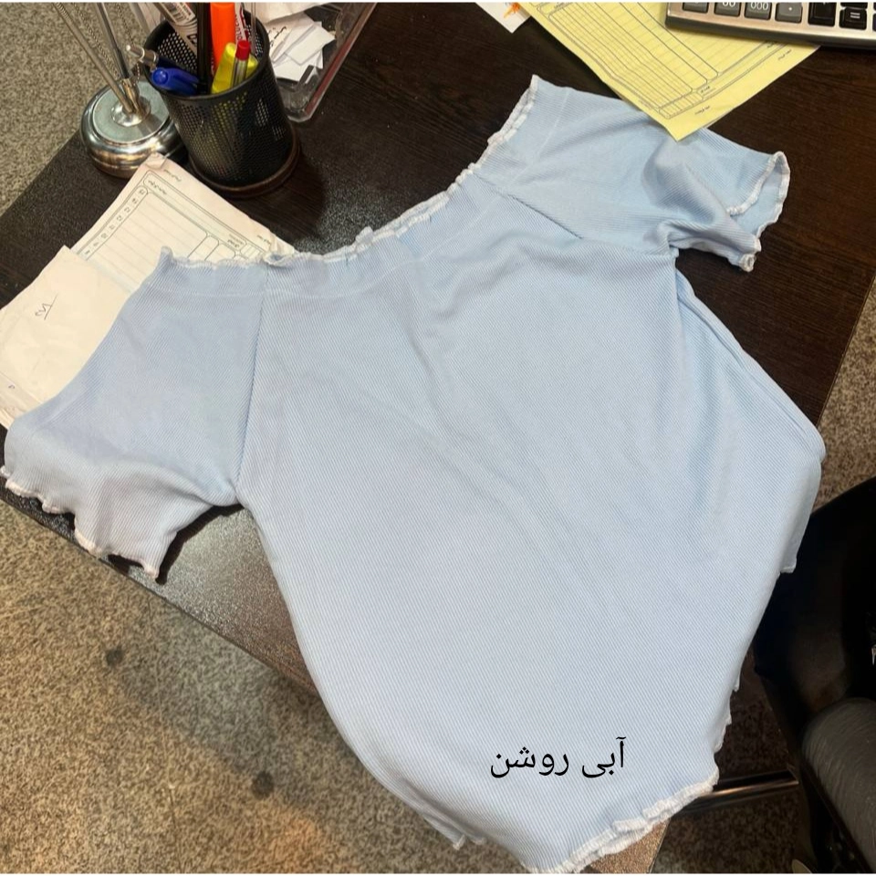 1440 کراپ نیمتنه فانتزی فانریپ پنبه کبریتی فری سایز ۳۸ تا ۴۲ تن شیک - آبی