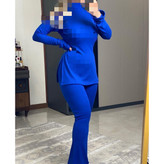 1423 ست بلوز تیشرت و شلوار یقه اسکی فانریپ کبریتی فری سایز ۳۸ تا ۴۲ تن شیک