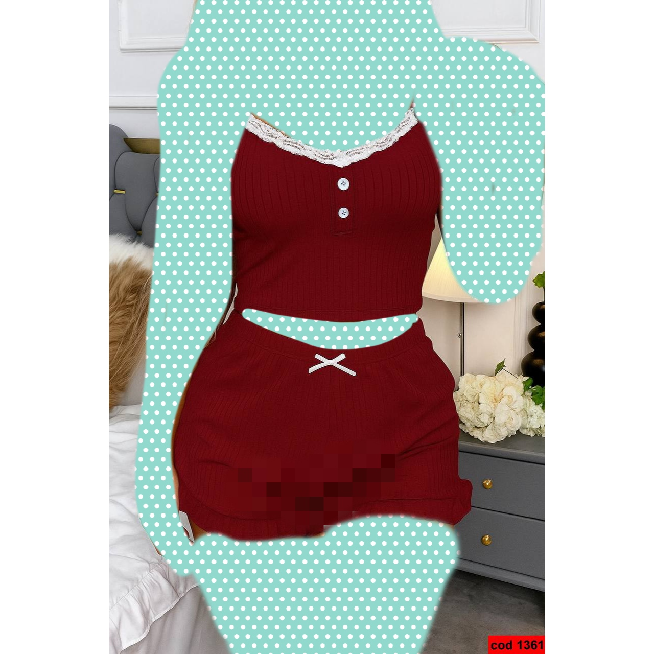 ست تاپ کراپ نیمتنه شورتک فشن فانریپ پنبه کبریتی فری سایز 38 تا 42 تن شیک