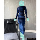 416 پیراهن بلند مجلسی مخمل ساده کره ای دو ور کش قد از سرشانه ۱۳۵ فری سایز ۳۶ تا ۴۶ تن شیک