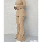 1423 ست بلوز تیشرت و شلوار یقه اسکی فانریپ کبریتی فری سایز ۳۸ تا ۴۲ تن شیک