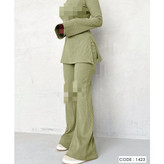 1423 ست بلوز تیشرت و شلوار یقه اسکی فانریپ کبریتی فری سایز ۳۸ تا ۴۲ تن شیک