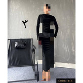 416 پیراهن بلند مجلسی مخمل ساده کره ای دو ور کش قد از سرشانه ۱۳۵ فری سایز ۳۶ تا ۴۶ تن شیک