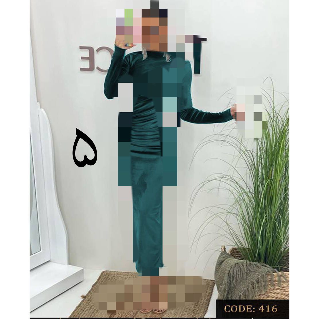 416 پیراهن بلند مجلسی مخمل ساده کره ای دو ور کش قد از سرشانه ۱۳۵ فری سایز ۳۶ تا ۴۶  تن شیک