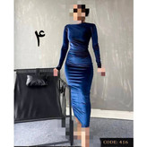 416 پیراهن بلند مجلسی مخمل ساده کره ای دو ور کش قد از سرشانه ۱۳۵ فری سایز ۳۶ تا ۴۶ تن شیک