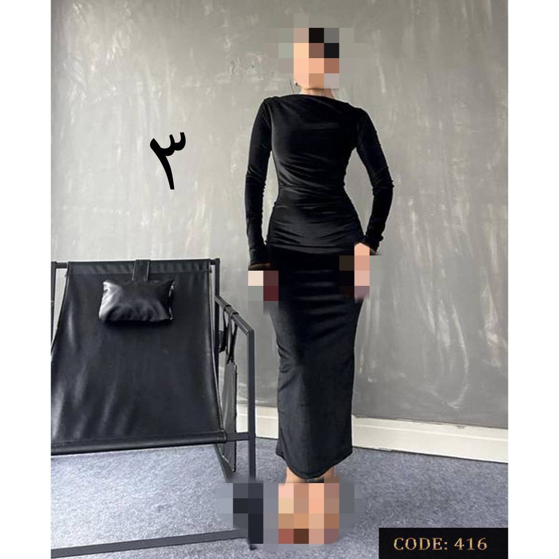 416 پیراهن بلند مجلسی مخمل ساده کره ای دو ور کش قد از سرشانه ۱۳۵ فری سایز ۳۶ تا ۴۶  تن شیک