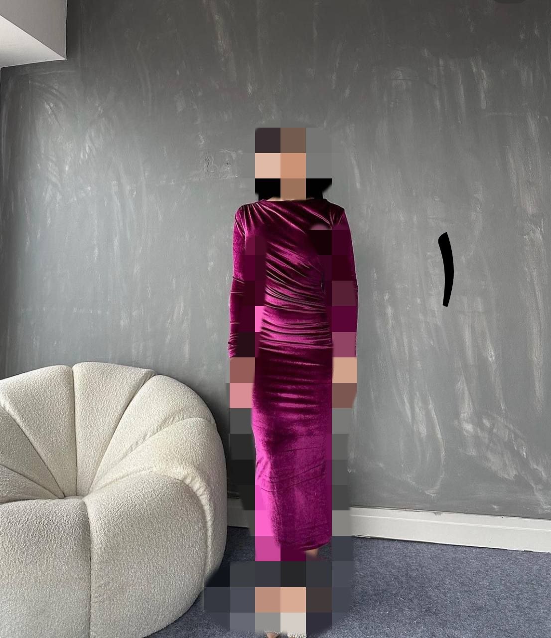 416 پیراهن بلند مجلسی مخمل ساده کره ای دو ور کش قد از سرشانه ۱۳۵ فری سایز ۳۶ تا ۴۶  تن شیک