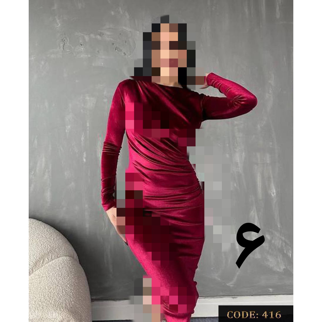 416 پیراهن بلند مجلسی مخمل ساده کره ای دو ور کش قد از سرشانه ۱۳۵ فری سایز ۳۶ تا ۴۶  تن شیک