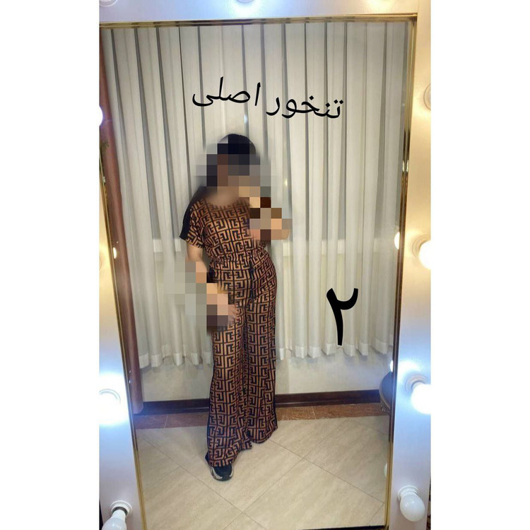 R028 کراپ نیمتنه نیم تنه و شلوار طرحدار لاکچری غواصی عالی در ۲ سایزبندی تن شیک