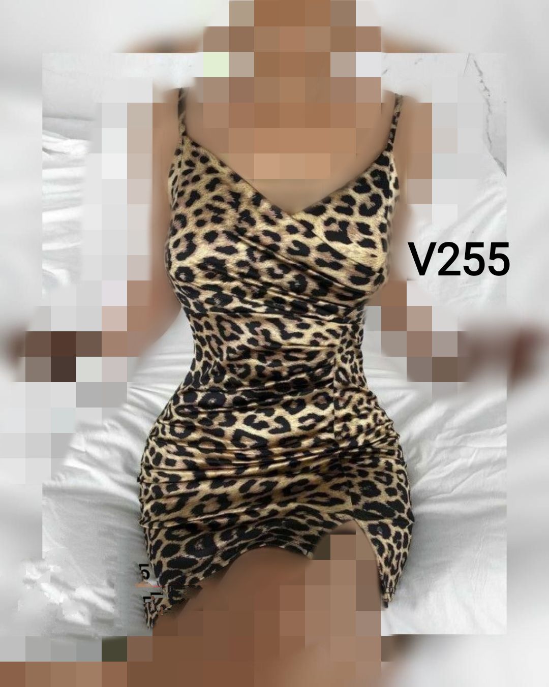 V225 تونیک پیراهن‌ مجلسی پلنگی فلامنت فری سایز ۳۶ تا ۴۴ تن شیک