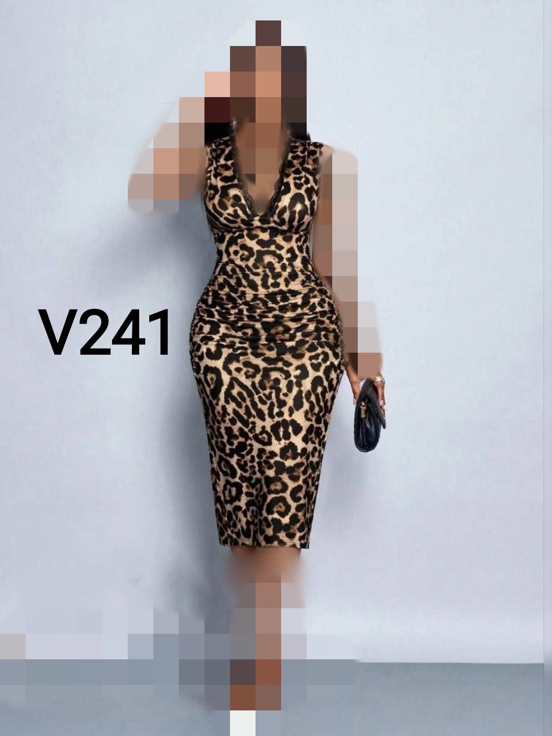 V241 پیراهن ماکسی پلنگی فلامنت نرم و لطیف مجلسی فری سایز ۳۸ تا ۴۴ تن شیک
