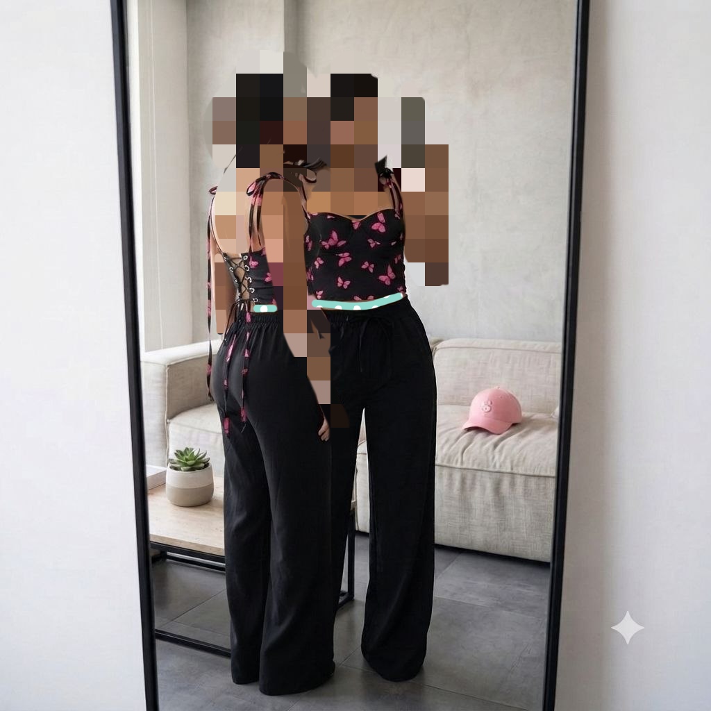 BT کراپ نیمتنه نیم تنه کاپدار و شلوار جنس بوگاتی قد کراپ ۳۲ قد شلوار ۱۰۵ فری سایز ۳۸ تا ۴۴ تن شیک